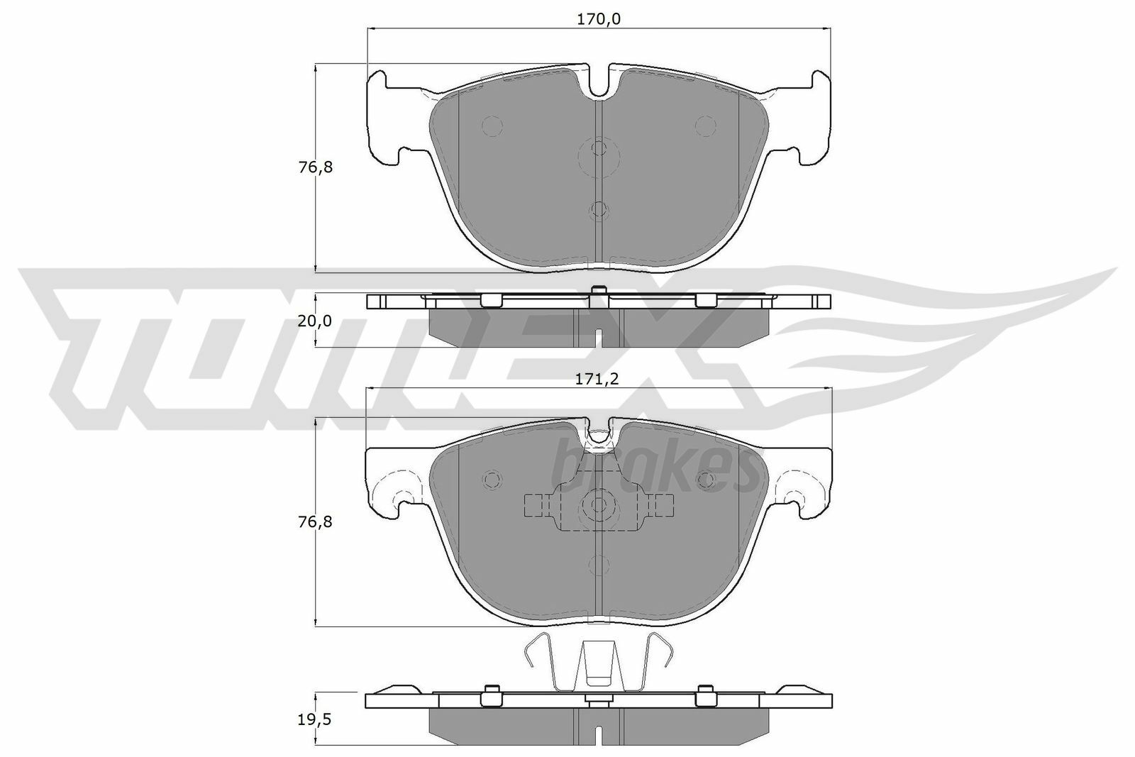 Sada brzdových destiček, kotoučová brzda TOMEX Brakes